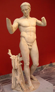 Diadumene (430 BC), by Polyclitus, National Archaeological Museum of Athens. NAMA Diadumene 2.jpg