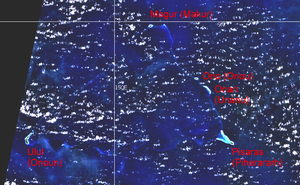 NASA satellite image with community names inscribed