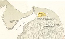 Detail of Geilston Bay, from Krause, 1884 "New Town plus surrounds" map, with location of "freshwater limestone" plus the associated quarry indicated New town map detail - Geilston Bay.jpg