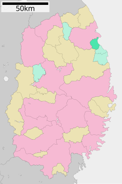 Locatie van Noda in de prefectuur Iwate