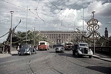 The northern facade of Stockholm Palace in 1938. Norrbro 1938.jpg