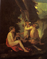 Nymphe and Satyr by Nicolas Poussin - Pushkin Museum, Moscow.