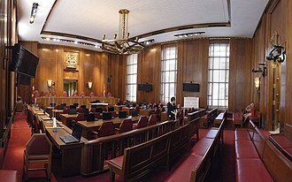 Panoramic view of Supreme Court of Canada audience chamber ON-CourSupreme 20090606-164356 panoramique.jpg