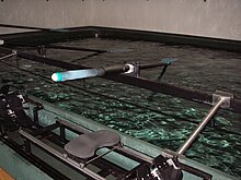 Four-oared indoor rowing tank at the Otago University Rowing Club in Dunedin, New Zealand Otagorowingtank.JPG