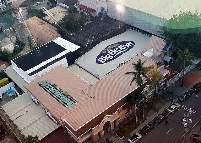 The Pinoy Big Brother studios as seen from the 12th floor of ELJ Communications Center. On the lower left of the picture is the facade designed for th