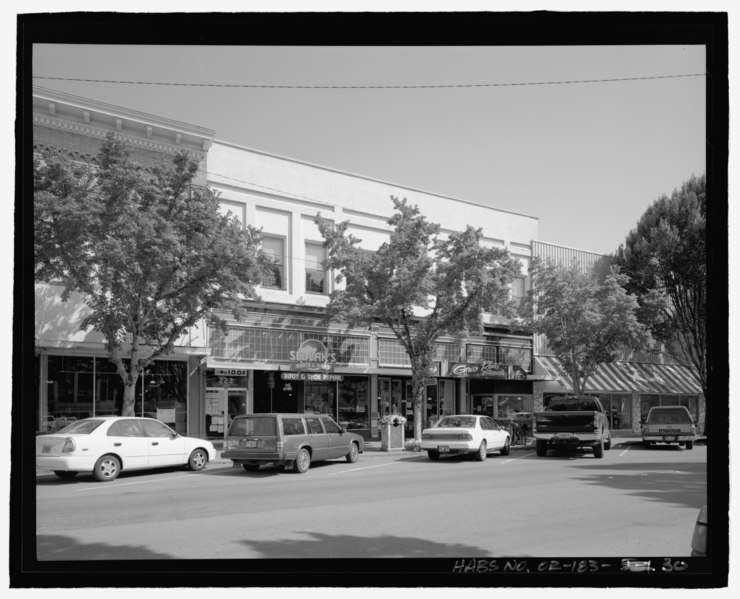 File:PERSPECTIVE VIEW OF THE C. 1890 E. W. FISHER BUILDINGS, LOCATED AT 225-231 SECOND STREET, VIEW LOOKING SOUTHEAST. - Corvallis Downtown Historic District, Bounded by First and Sixth HABS OR-183-30.tif