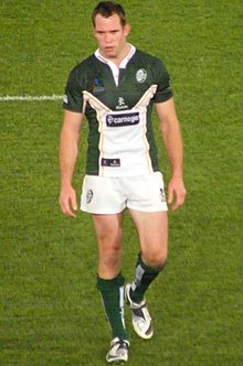 Richards playing for Ireland at the 2008 RLWC Pat Richards Ireland.jpg