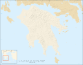 Blank map of Peloponnese, with shaded relief