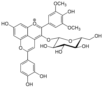 Pinotin A, pyranoanthocyanin Pinotin A.svg