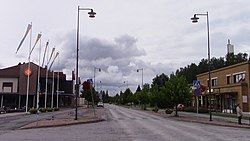 Porintie, one of the main streets at Nakkila's centre in July 2020.