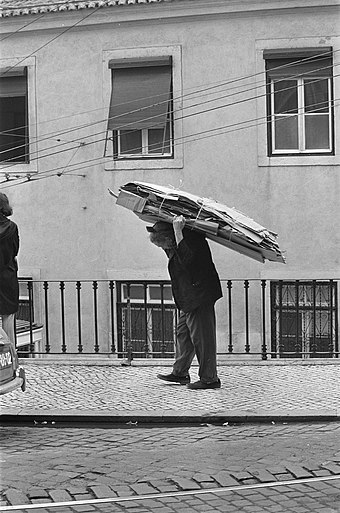 Cardboard salvaging in Lisbon, Portugal, in 1975.