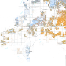 Map of racial distribution in Goodyear, 2020 U.S. census. Each dot is one person:
.mw-parser-output .legend{page-break-inside:avoid;break-inside:avoid-column}.mw-parser-output .legend-color{display:inline-block;min-width:1.25em;height:1.25em;line-height:1.25;margin:1px 0;text-align:center;border:1px solid black;background-color:transparent;color:black}.mw-parser-output .legend-text{}
 White
 Black
 Asian
 Hispanic
 Multiracial
 Native American/Other Race and ethnicity 2020 Goodyear, AZ.png