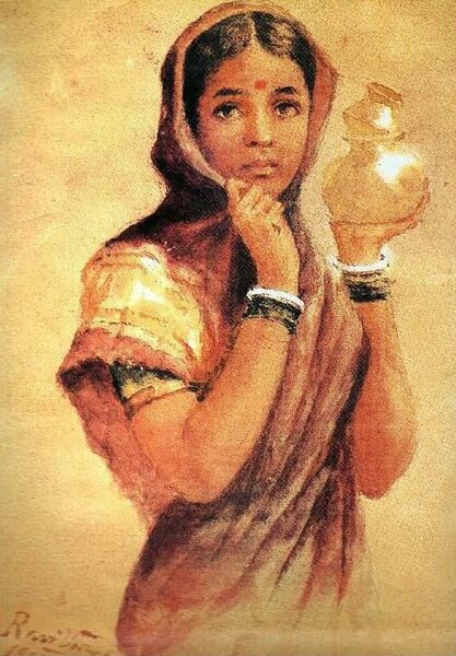 चित्र:Raja Ravi Varma, The Milkmaid (1904).jpg