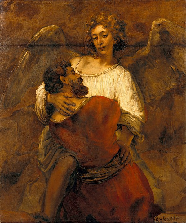 Jacob Wrestling with the Angel, by Rembrandt