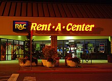 A store in Hillsboro, Oregon Rent A Center night - Hillsboro, Oregon.JPG