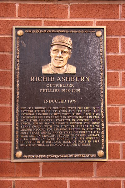 Richie Ashburn, center fielder, inducted 1979