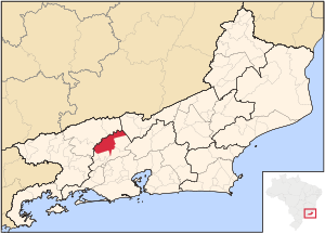 Ubicación de Vassouras en el estado de Río de Janeiro