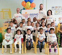 Students at Rising Ground's Brownell School celebrate the organization's new name in 2018. Rising Ground Brownell preschool.jpg