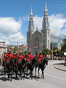 Royal Canadian Mounted Police on Horseback in front of Notre-Dame Cathedral Basilica (Ottawa) Royal Canadian Mounted Police on Horseback in front of Notre-Dame Cathedral Basilica (Ottawa).JPG