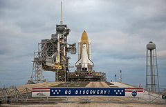 Space Shuttle Discovery at Launch Pad 39A.
