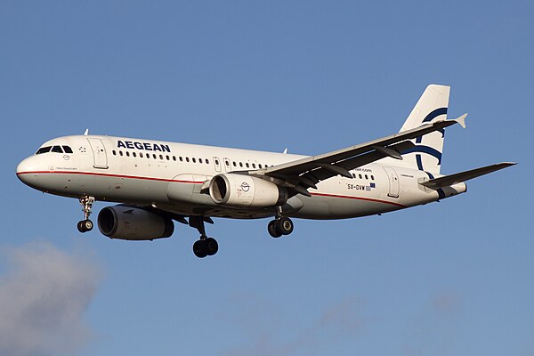 Aegean Airlines Airbus A320-200 in an older livery.