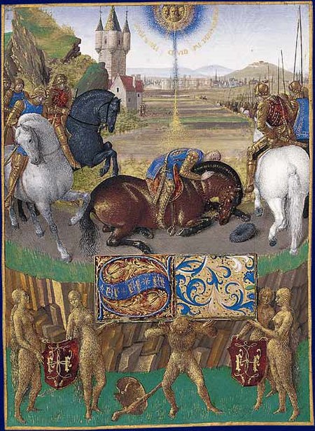 Paul's conversion, from Livre d'Heures d'Étienne Chevalier (c. 1450–1460), Jean Fouquet, in the Château de Chantilly