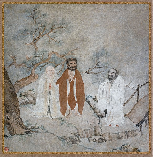 The Buddha, Laozi, and Confucius – founders of Buddhism, Taoism (Daoism) and Confucianism – in a Ming dynasty painting
