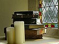 * Nomination Bibles and candles in St Mary's Church, Cyffylliog, Denbighshire, Wales. Grade: II*. --Llywelyn2000 21:22, 20 September 2017 (UTC) * Promotion Good quality. --Ermell 07:01, 21 September 2017 (UTC)