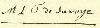 Signature de Marie-Louise-Thérèse de Savoie