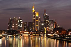 Image 3FrankfurtImage credit: Nicolas17The night skyline of Frankfurt, showing the Commerzbank Tower (centre) and the Maintower (right of centre). Frankfurt is the fifth-largest city in Germany, and the surrounding Frankfurt Rhein-Main Region is Germany's second-largest metropolitan area.
