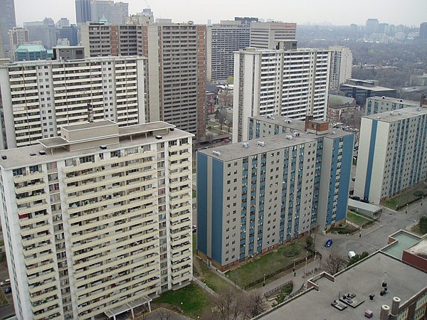 Low-income housing of the St. James Town neighbourhood in Toronto, Ontario, Canada
