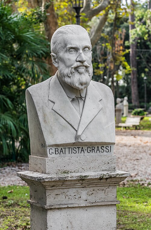Statue of Grassi in the garden of Villa Borghese in Rome, Italy
