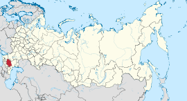 Stavropolin aluepiiri Venäjällä, alla kaupungin sijainti aluepiirissä