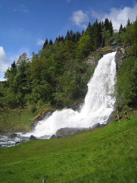 View of the Steinsdalsfossen waterfall