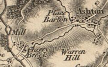 Historical map exert from 1809 Ordnance Survey map of Ashton