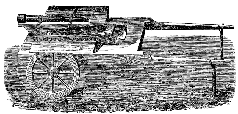 File:T3- d337 - Fig. 201 — Bombarde de campagne, portée sur une voiture à deux roues.png