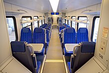 Interior of a TEXRail Stadler FLIRT trainset. TEXRail Stadler FLIRT Interior 2.jpg