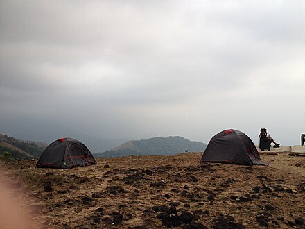 Tents of visitors at the Pushpagiri wildlife sanctuary