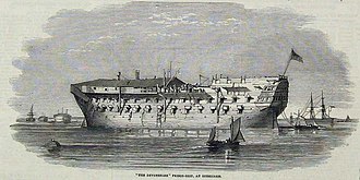 The Devonshire prison-ship, at Sheerness in 1854, holding Russian prisoners of war The Devonshire prison-ship, at Sheerness ILN 1854-0923-0008.jpg