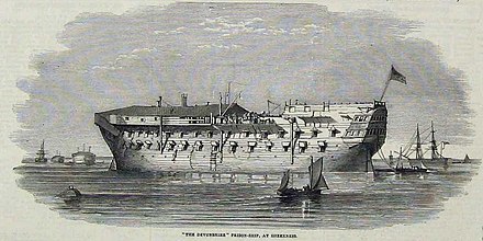 The Devonshire prison-ship, at Sheerness in 1854, holding Russian prisoners of war