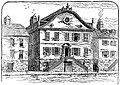 An engraving of the building published in 1886 shows the original entrance and staircase.