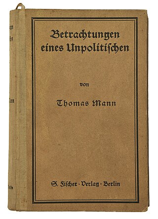 <i>Reflections of a Nonpolitical Man</i> 1918 work by Thomas Mann