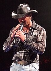 American country musician Tim McGraw performing, wearing a cowboy hat