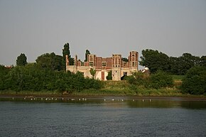 A view of Torksey Castle ruins from across the Trent