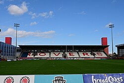 The Colin Hutton North Stand viewed from the 'Craven Streat' complex at Sewell Group Craven Park, Kingston upon Hull.