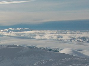 Blick vom Lyaskovets Peak über den Pimpirew-Gletscher hinweg auf die Rückseite des Tundscha-Gletschers