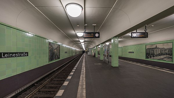 The sparse Leinestraße station on the U8 line