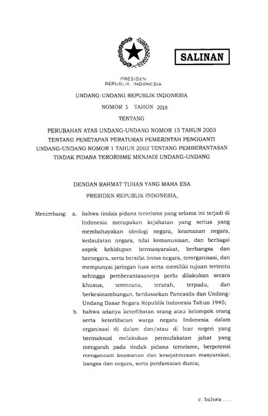 File:Undang-Undang Republik Indonesia Nomor 5 Tahun 2018.pdf