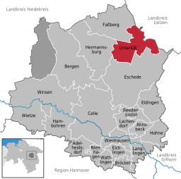 Tidigare läge för kommunen Unterlüß i Landkreis Celle