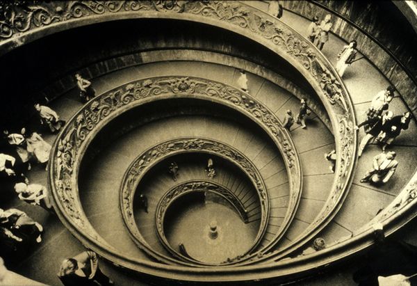 "Vatican Museums Double Spiral", orotone print by Sally Larsen, 1983 Vatican Spiral1983.jpg